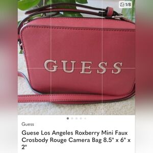 Guess Los Angeles Roxberry Mini Faux Orange Camera Bag  Crosbody 8.5 X 6 X 2